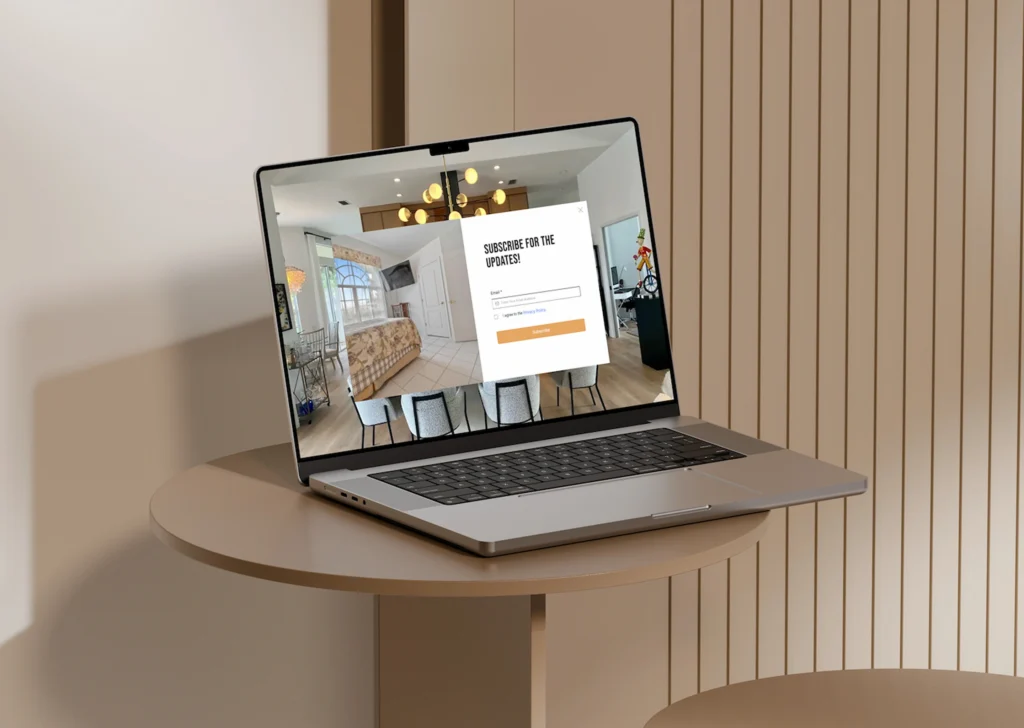 Free MacBook Pro mockup on round table (Mockuuups Studio) (1)